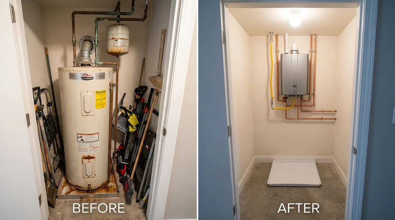 Tank water heater versus wall-mounted tankless unit comparison for Barataria, LA homeowners